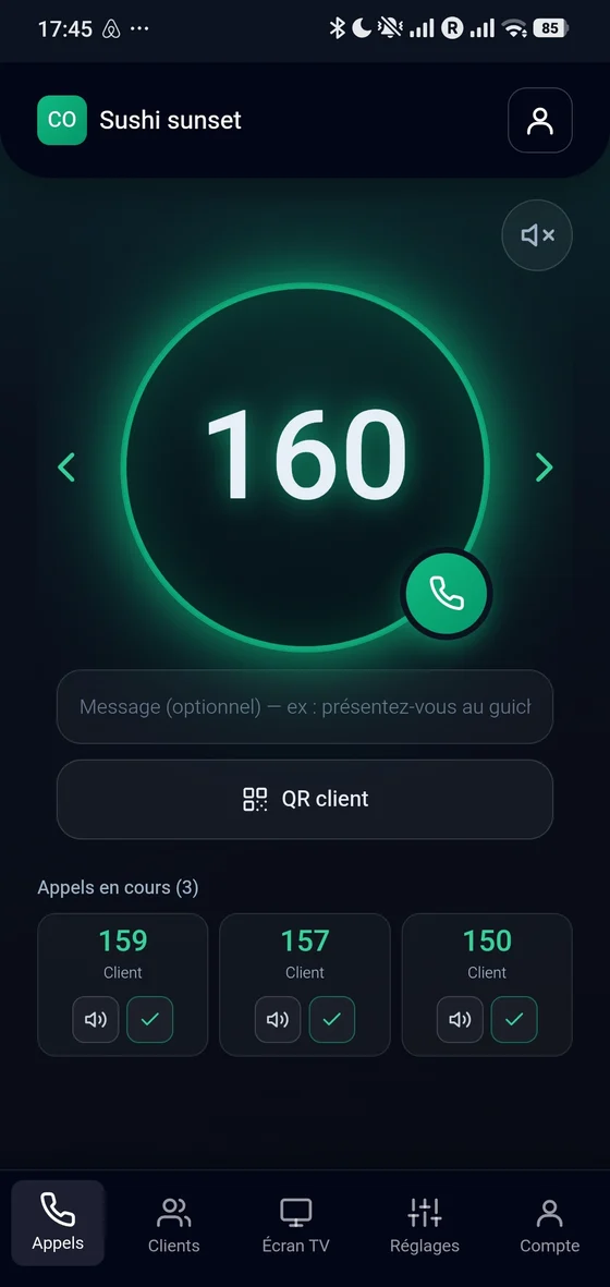 Call Orders, queue display app